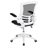 English Elm Commercial Grade Mid-Back Mesh Swivel Ergonomic Task Office Chair with White Frame and Flip-Up Arms