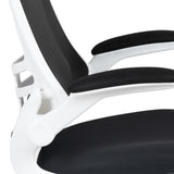 English Elm Commercial Grade Mid-Back Mesh Swivel Ergonomic Task Office Chair with White Frame and Flip-Up Arms