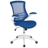 English Elm Commercial Grade Mid-Back Mesh Swivel Ergonomic Task Office Chair with White Frame and Flip-Up Arms