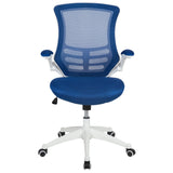 English Elm Commercial Grade Mid-Back Mesh Swivel Ergonomic Task Office Chair with White Frame and Flip-Up Arms