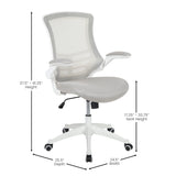 English Elm Commercial Grade Mid-Back Light Mesh Swivel Ergonomic Task Office Chair with White Frame and Flip-Up Arms