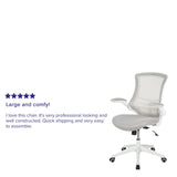 English Elm Commercial Grade Mid-Back Light Mesh Swivel Ergonomic Task Office Chair with White Frame and Flip-Up Arms