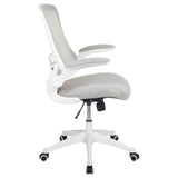 English Elm Commercial Grade Mid-Back Light Mesh Swivel Ergonomic Task Office Chair with White Frame and Flip-Up Arms