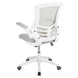 English Elm Commercial Grade Mid-Back Light Mesh Swivel Ergonomic Task Office Chair with White Frame and Flip-Up Arms