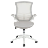 English Elm Commercial Grade Mid-Back Light Mesh Swivel Ergonomic Task Office Chair with White Frame and Flip-Up Arms