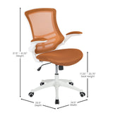 English Elm Commercial Grade Mid-Back Tan Mesh Swivel Ergonomic Task Office Chair with White Frame and Flip-Up Arms