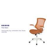 English Elm Commercial Grade Mid-Back Tan Mesh Swivel Ergonomic Task Office Chair with White Frame and Flip-Up Arms