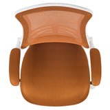 English Elm Commercial Grade Mid-Back Tan Mesh Swivel Ergonomic Task Office Chair with White Frame and Flip-Up Arms