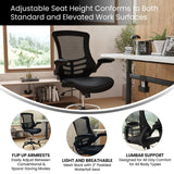 English Elm Commercial Grade Mid-Back Mesh Ergonomic Drafting Chair with LeatherSoft Seat, Adjustable Foot Ring and Flip-Up Arms