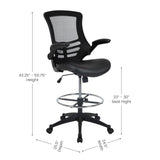 English Elm Commercial Grade Mid-Back Mesh Ergonomic Drafting Chair with LeatherSoft Seat, Adjustable Foot Ring and Flip-Up Arms