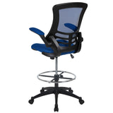 English Elm Commercial Grade Mid-Back Mesh Ergonomic Drafting Chair with Adjustable Foot Ring and Flip-Up Arms