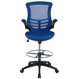 English Elm Commercial Grade Mid-Back Mesh Ergonomic Drafting Chair with Adjustable Foot Ring and Flip-Up Arms