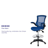 English Elm Commercial Grade Mid-Back Mesh Ergonomic Drafting Chair with Adjustable Foot Ring and Flip-Up Arms