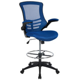 English Elm Commercial Grade Mid-Back Mesh Ergonomic Drafting Chair with Adjustable Foot Ring and Flip-Up Arms