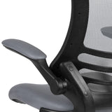 English Elm Commercial Grade Mid-Back Dark Mesh Ergonomic Drafting Chair with Adjustable Foot Ring and Flip-Up Arms