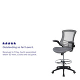 English Elm Commercial Grade Mid-Back Dark Mesh Ergonomic Drafting Chair with Adjustable Foot Ring and Flip-Up Arms