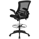 English Elm Commercial Grade Mid-Back Mesh Ergonomic Drafting Chair with Adjustable Foot Ring and Flip-Up Arms