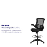 English Elm Commercial Grade Mid-Back Mesh Ergonomic Drafting Chair with Adjustable Foot Ring and Flip-Up Arms