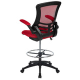 English Elm Commercial Grade Mid-Back Mesh Ergonomic Drafting Chair with Adjustable Foot Ring and Flip-Up Arms