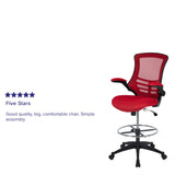 English Elm Commercial Grade Mid-Back Mesh Ergonomic Drafting Chair with Adjustable Foot Ring and Flip-Up Arms