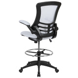 English Elm Commercial Grade Mid-Back Mesh Ergonomic Drafting Chair with Adjustable Foot Ring and Flip-Up Arms