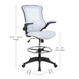 English Elm Commercial Grade Mid-Back Mesh Ergonomic Drafting Chair with Adjustable Foot Ring and Flip-Up Arms