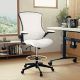 English Elm Commercial Grade Mid-Back Mesh Ergonomic Drafting Chair with Adjustable Foot Ring and Flip-Up Arms