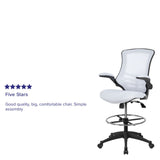 English Elm Commercial Grade Mid-Back Mesh Ergonomic Drafting Chair with Adjustable Foot Ring and Flip-Up Arms