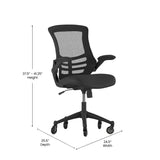 English Elm Commercial Grade Mid-Back Mesh Swivel Ergonomic Task Office Chair with Flip-Up Arms and Transparent Roller Wheels