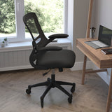 English Elm Commercial Grade Mid-Back Mesh Swivel Ergonomic Task Office Chair with Flip-Up Arms and Transparent Roller Wheels