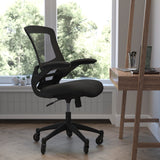 English Elm Commercial Grade Mid-Back Mesh Swivel Ergonomic Task Office Chair with Flip-Up Arms and Transparent Roller Wheels