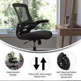 English Elm Commercial Grade Mid-Back Mesh Swivel Ergonomic Task Office Chair with Flip-Up Arms and Transparent Roller Wheels