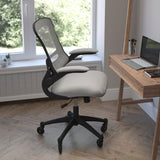 English Elm Commercial Grade Mid-Back Dark Mesh Swivel Ergonomic Task Office Chair with Flip-Up Arms and Transparent Roller Wheels