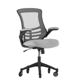 English Elm Commercial Grade Mid-Back Dark Mesh Swivel Ergonomic Task Office Chair with Flip-Up Arms and Transparent Roller Wheels