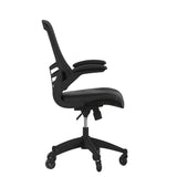 English Elm Commercial Grade Desk Chair with Transparent Roller Wheels | Swivel Chair with Mid-Back Mesh and LeatherSoft Seat for Home Office and Desk