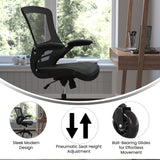 English Elm Commercial Grade Desk Chair with Transparent Roller Wheels | Swivel Chair with Mid-Back Mesh and LeatherSoft Seat for Home Office and Desk