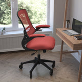 English Elm Commercial Grade Mid-Back Mesh Swivel Ergonomic Task Office Chair with Flip-Up Arms and Transparent Roller Wheels