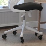 English Elm Commercial Grade Mid-Back Mesh Swivel Ergonomic Task Office Chair with White Frame, Flip-Up Arms, and Transparent Roller Wheels