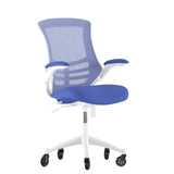 English Elm Commercial Grade Mid-Back Mesh Swivel Ergonomic Task Office Chair with White Frame, Flip-Up Arms, and Transparent Roller Wheels