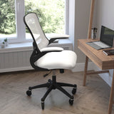 English Elm Commercial Grade Mid-Back Mesh Swivel Ergonomic Task Office Chair with Flip-Up Arms and Transparent Roller Wheels