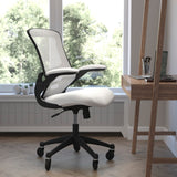 English Elm Commercial Grade Mid-Back Mesh Swivel Ergonomic Task Office Chair with Flip-Up Arms and Transparent Roller Wheels