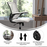 English Elm Commercial Grade Mid-Back Mesh Swivel Ergonomic Task Office Chair with Flip-Up Arms and Transparent Roller Wheels