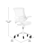 English Elm Commercial Grade Mid-Back Mesh Swivel Ergonomic Task Office Chair with Frame, Flip-Up Arms, and Transparent Roller Wheels