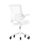 English Elm Commercial Grade Mid-Back Mesh Swivel Ergonomic Task Office Chair with Frame, Flip-Up Arms, and Transparent Roller Wheels