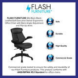 English Elm Commercial Grade Mid-Back LeatherSoft Executive Swivel Ergonomic Office Chair with Back Angle Adjustment and Flip-Up Arms