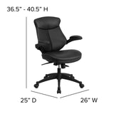 English Elm Commercial Grade Mid-Back LeatherSoft Executive Swivel Ergonomic Office Chair with Back Angle Adjustment and Flip-Up Arms