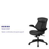 English Elm Commercial Grade Mid-Back LeatherSoft Executive Swivel Ergonomic Office Chair with Back Angle Adjustment and Flip-Up Arms