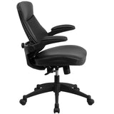 English Elm Commercial Grade Mid-Back LeatherSoft Executive Swivel Ergonomic Office Chair with Back Angle Adjustment and Flip-Up Arms