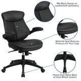 English Elm Commercial Grade Mid-Back LeatherSoft Executive Swivel Ergonomic Office Chair with Back Angle Adjustment and Flip-Up Arms