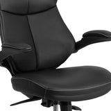 English Elm Commercial Grade Mid-Back LeatherSoft Executive Swivel Ergonomic Office Chair with Back Angle Adjustment and Flip-Up Arms